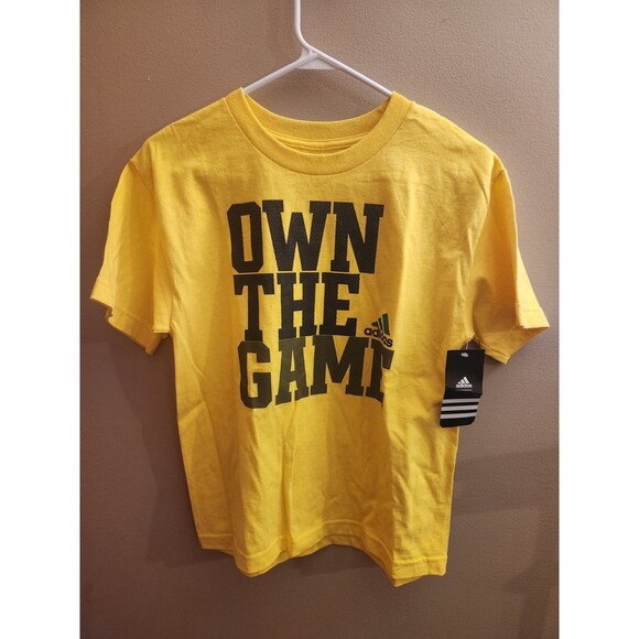 adidas Other - Adidas Shirt Yellow Spell Out Climalite Lightweight Athletic Tee Boys 14/16 L